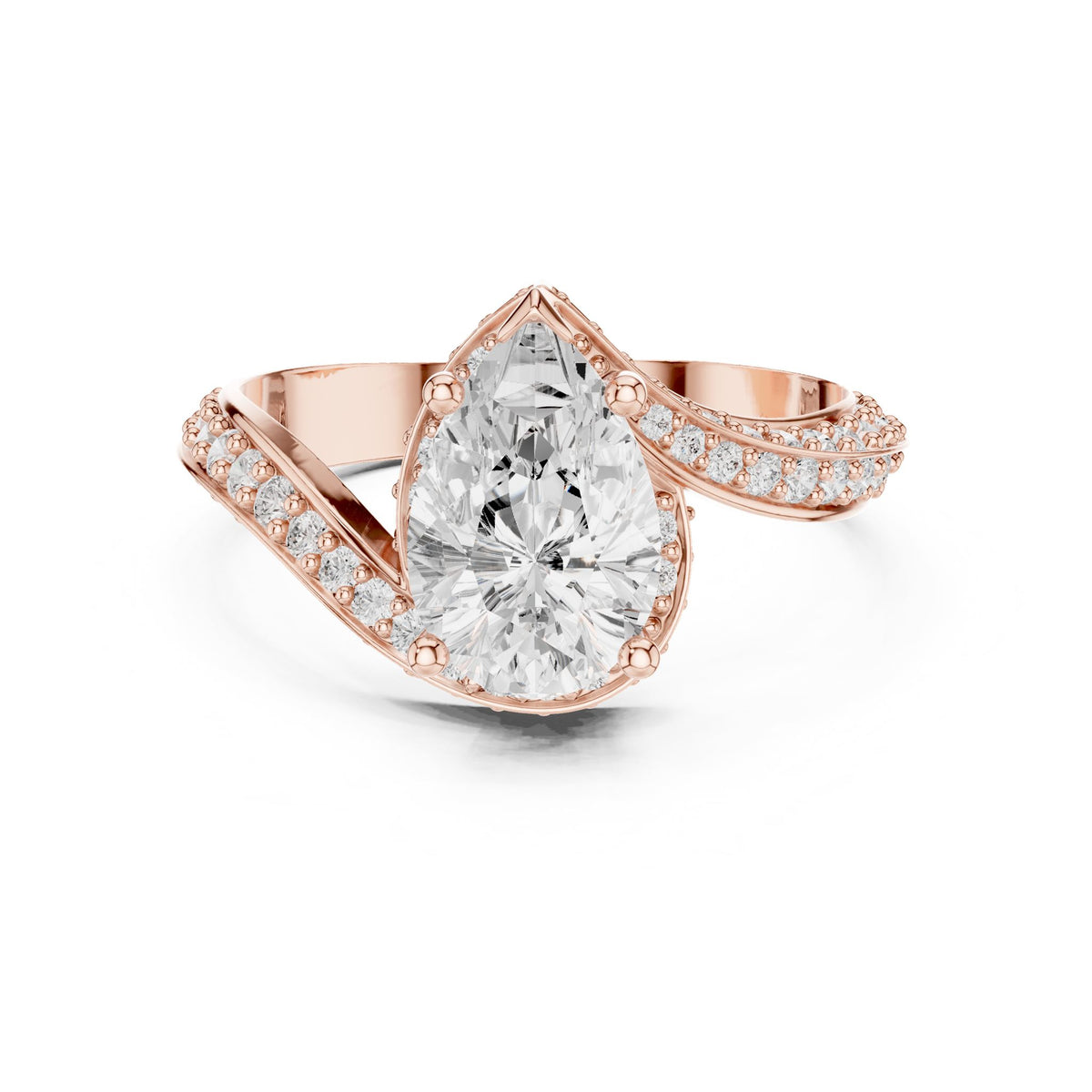 Pear Bypass Lab Grown Diamond Engagement Ring