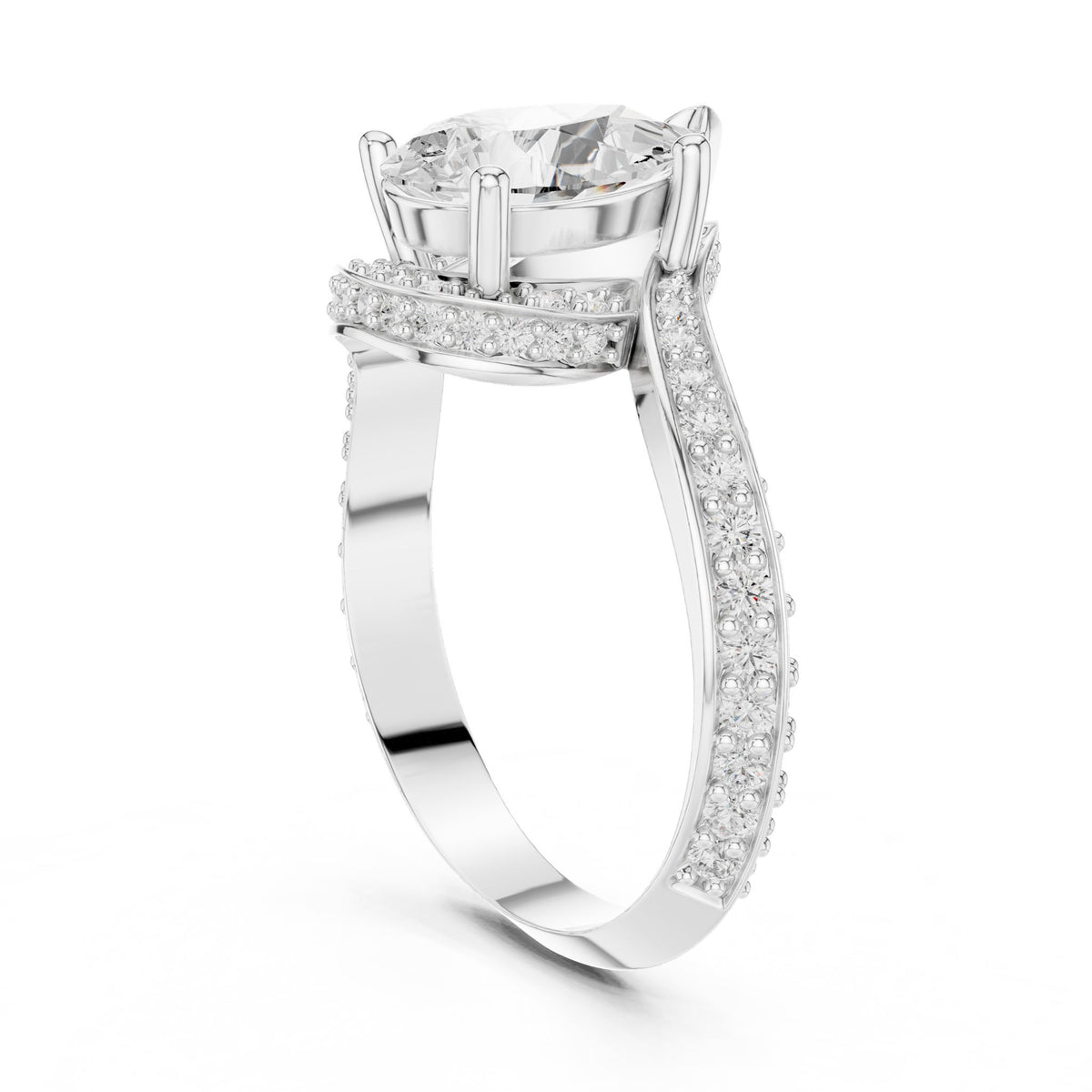 Pear Bypass Lab Grown Diamond Engagement Ring