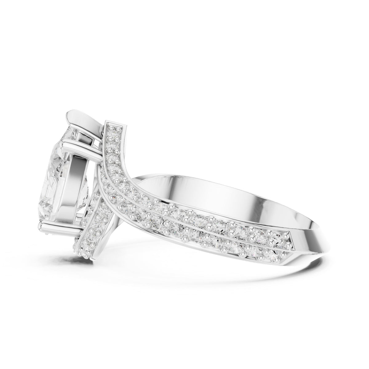 Pear Bypass Lab Grown Diamond Engagement Ring