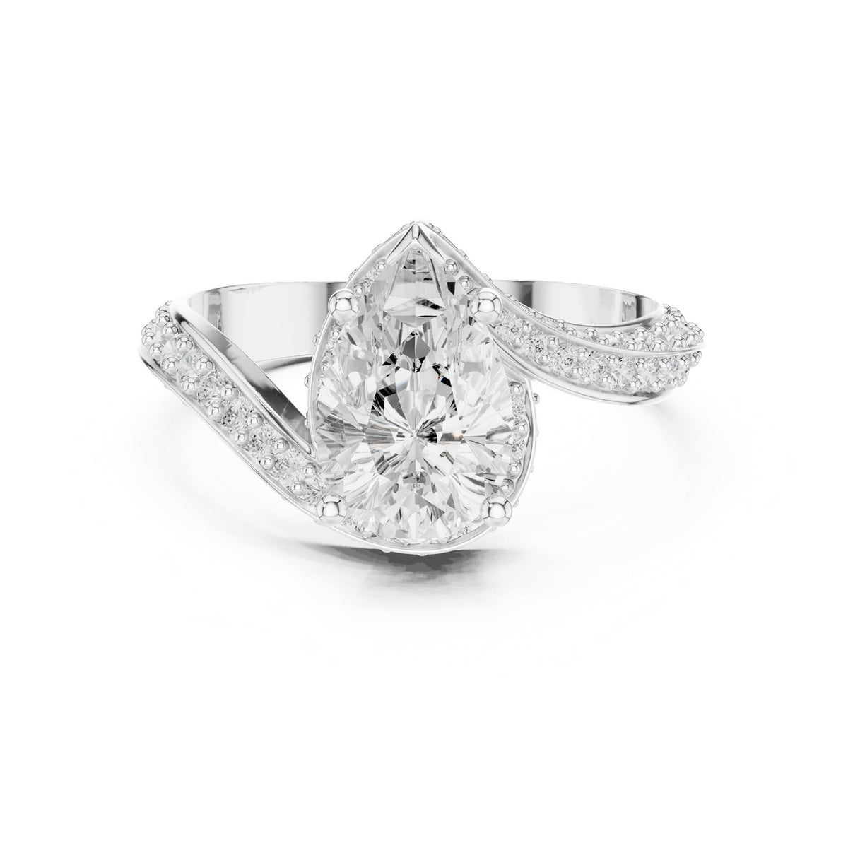 Pear Bypass Lab Grown Diamond Engagement Ring