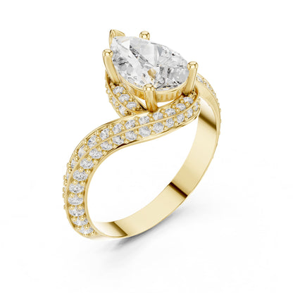 Pear Bypass Lab Grown Diamond Engagement Ring