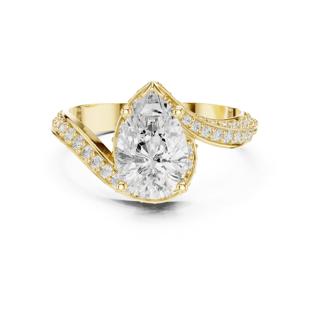 Pear Bypass Lab Grown Diamond Engagement Ring
