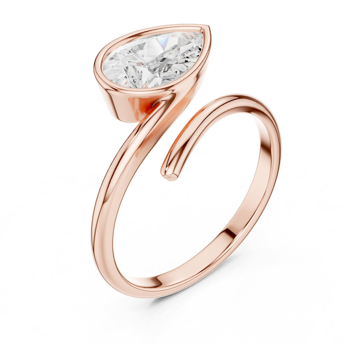 Pear Bypass Lab Grown Diamond Engagement Ring