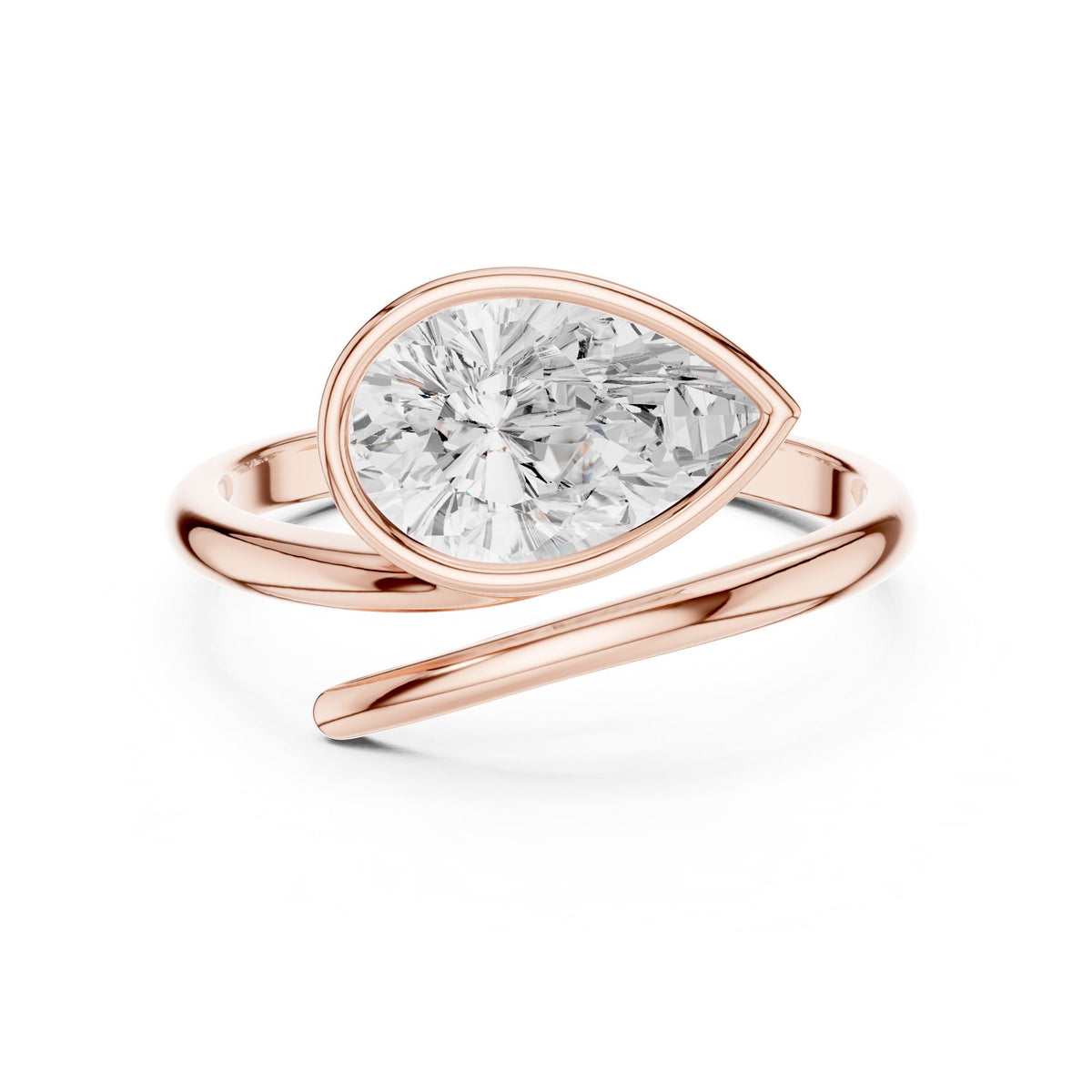 Pear Bypass Lab Grown Diamond Engagement Ring