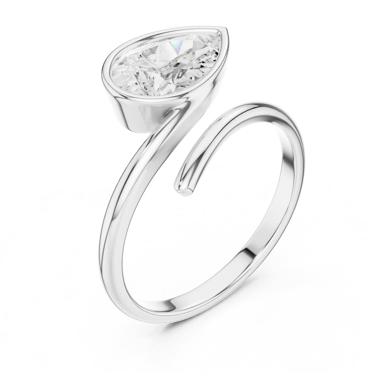 Pear Bypass Lab Grown Diamond Engagement Ring