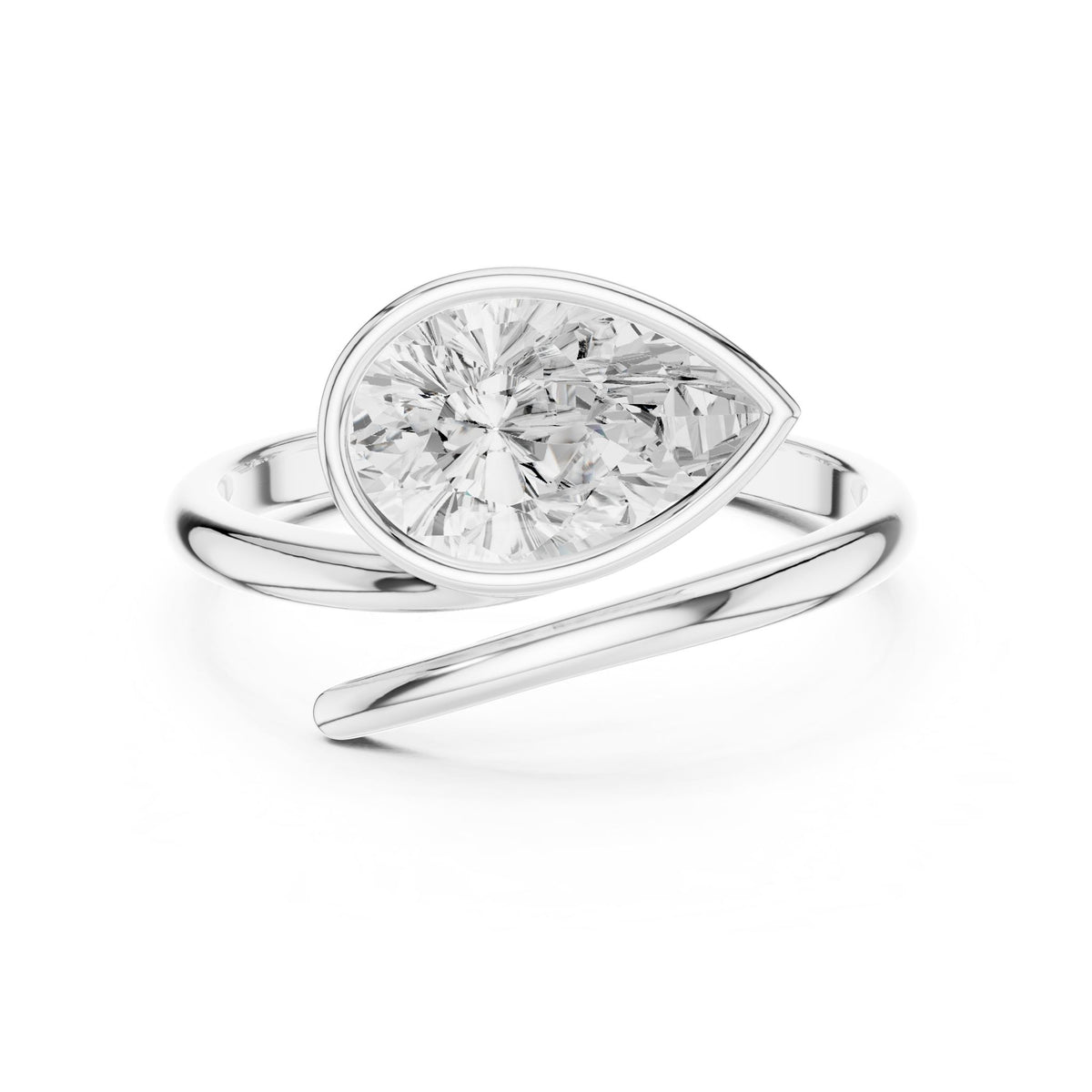 Pear Bypass Lab Grown Diamond Engagement Ring