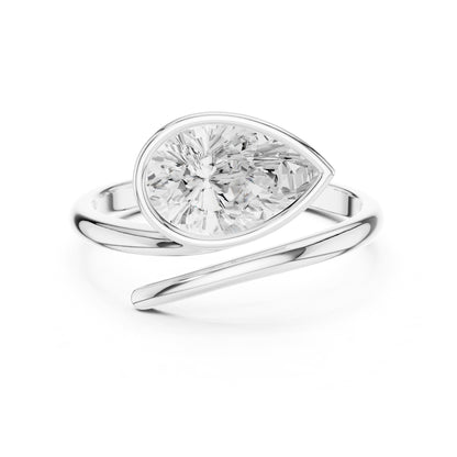 Pear Bypass Lab Grown Diamond Engagement Ring