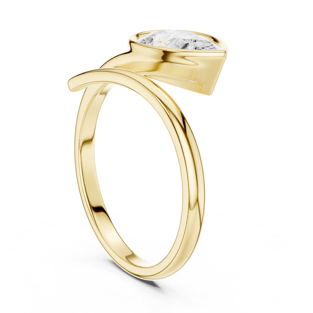 Pear Bypass Lab Grown Diamond Engagement Ring