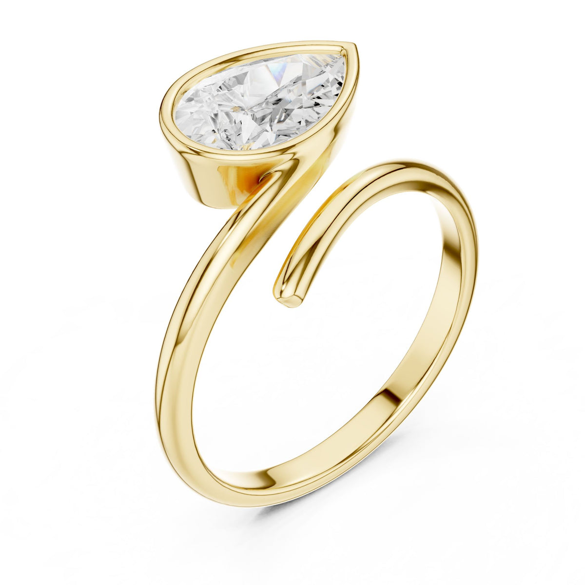 Pear Bypass Lab Grown Diamond Engagement Ring