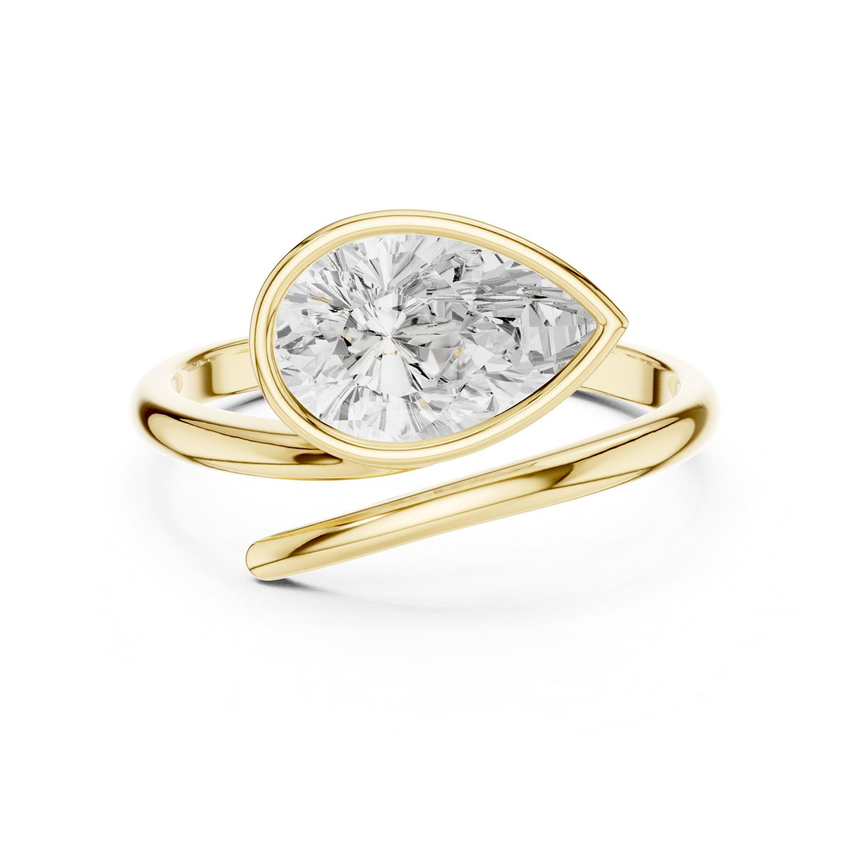 Pear Bypass Lab Grown Diamond Engagement Ring