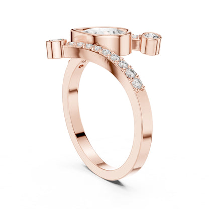 Pear Bypass Lab Grown Diamond Engagement Ring