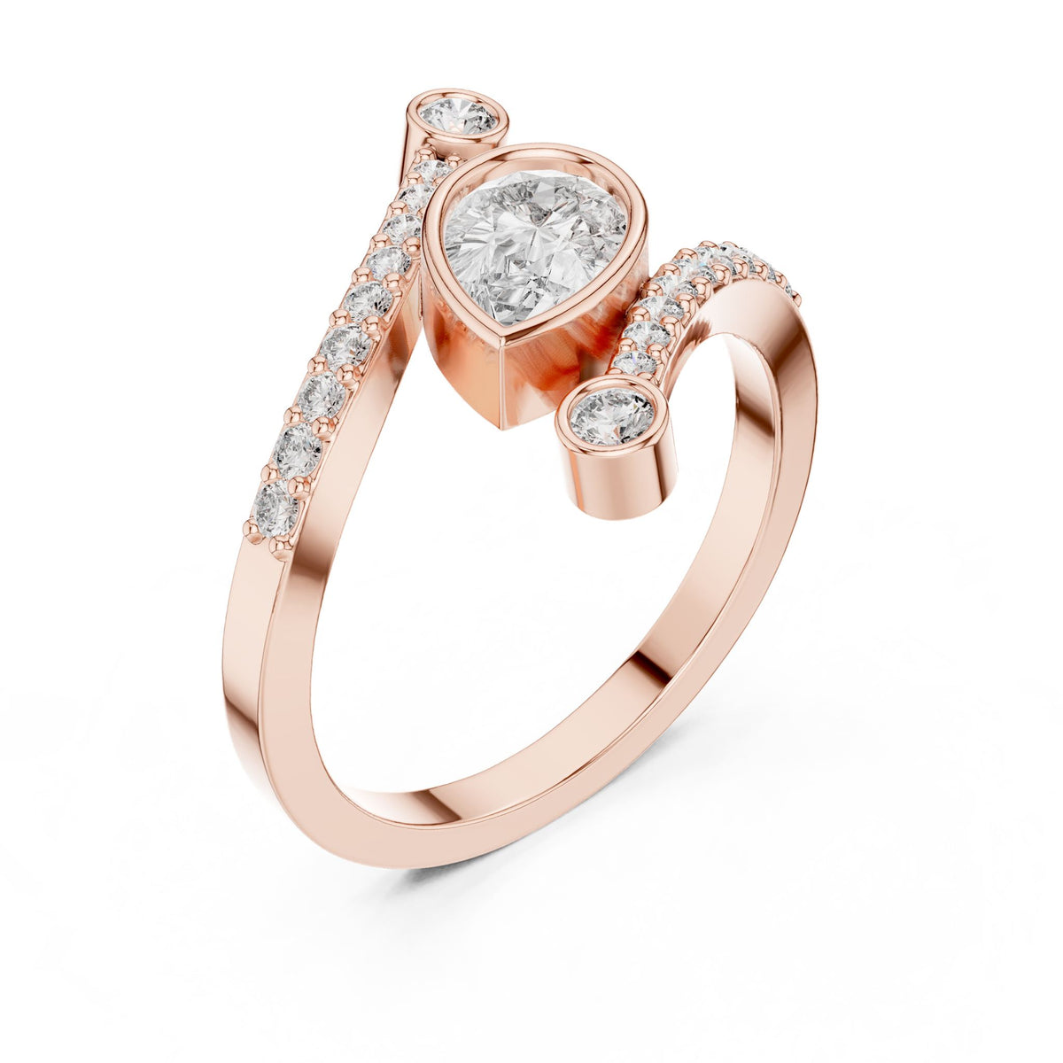 Pear Bypass Lab Grown Diamond Engagement Ring