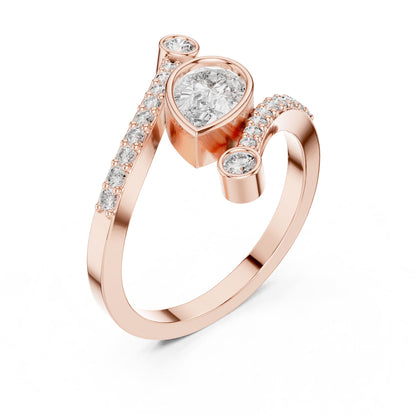 Pear Bypass Lab Grown Diamond Engagement Ring