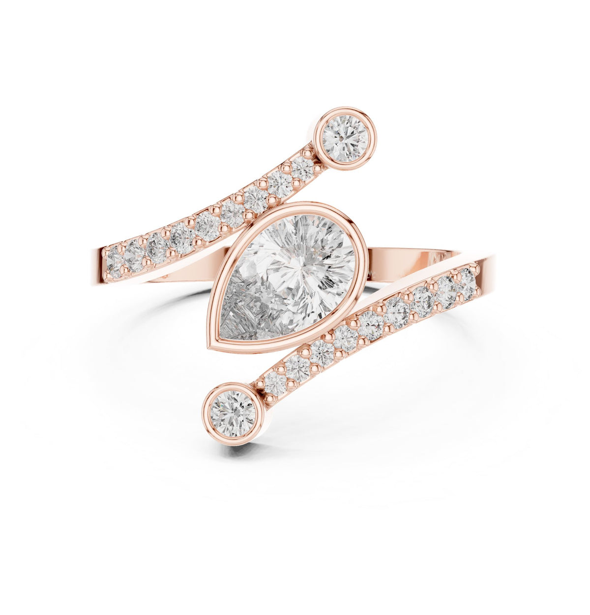 Pear Bypass Lab Grown Diamond Engagement Ring