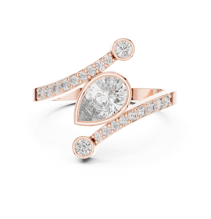 Pear Bypass Lab Grown Diamond Engagement Ring