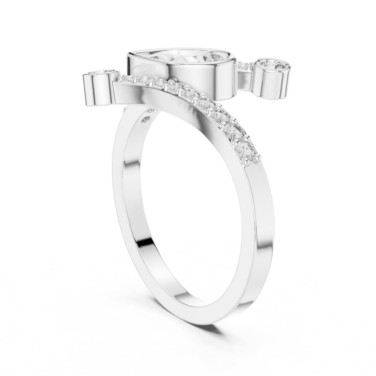 Pear Bypass Lab Grown Diamond Engagement Ring