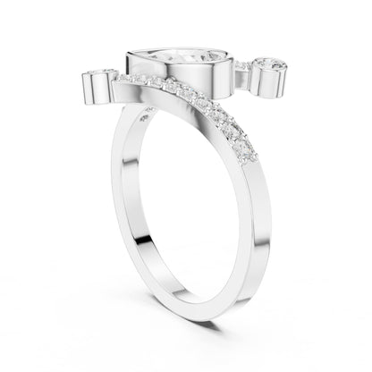 Pear Bypass Lab Grown Diamond Engagement Ring
