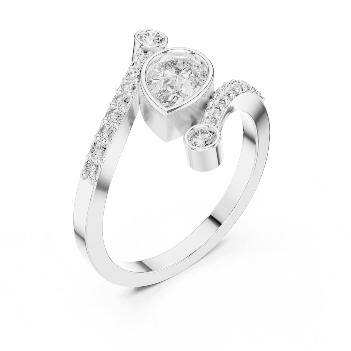 Pear Bypass Lab Grown Diamond Engagement Ring