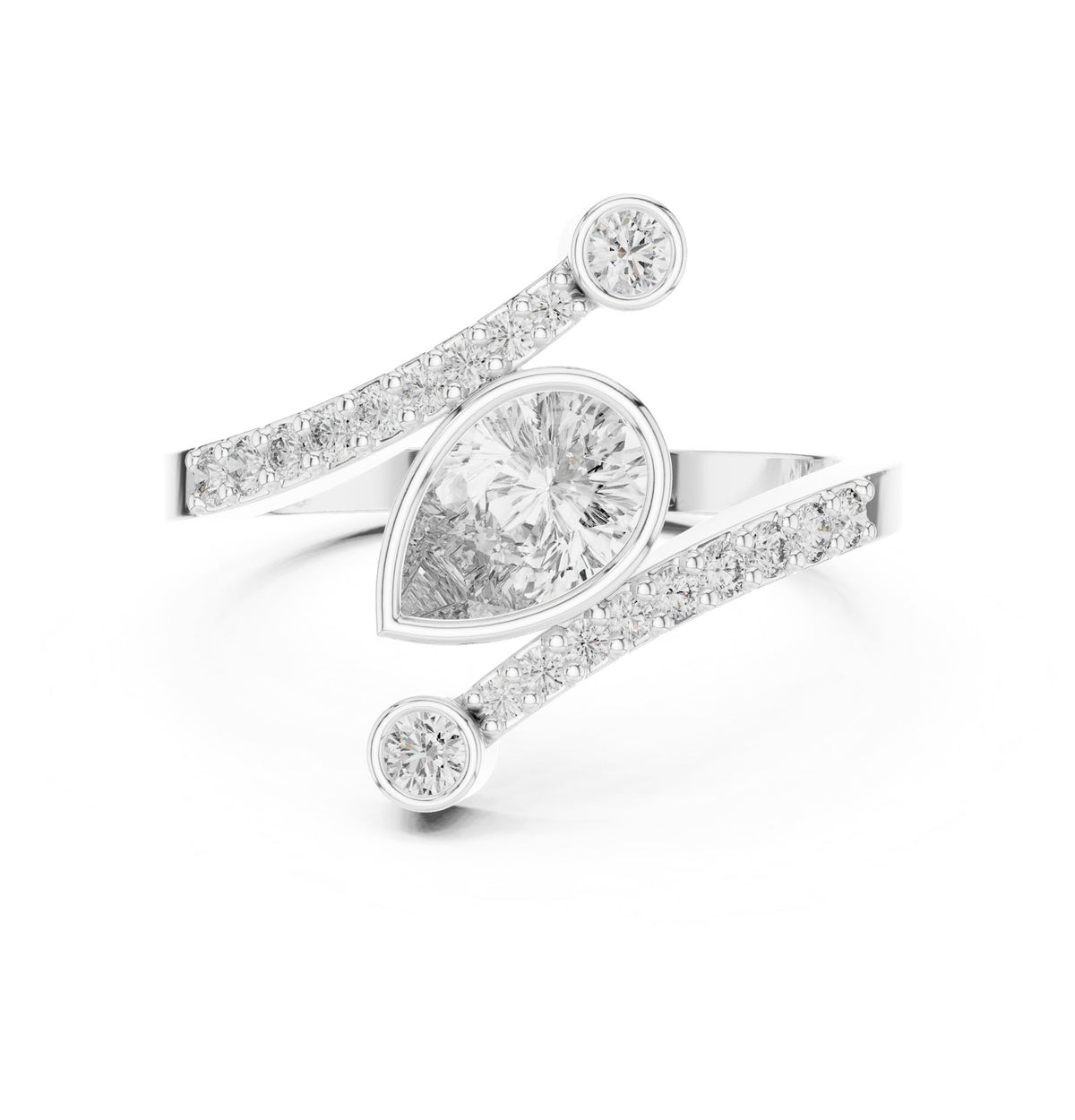 Pear Bypass Lab Grown Diamond Engagement Ring