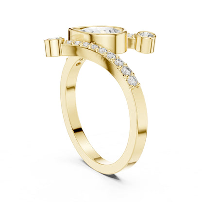 Pear Bypass Lab Grown Diamond Engagement Ring
