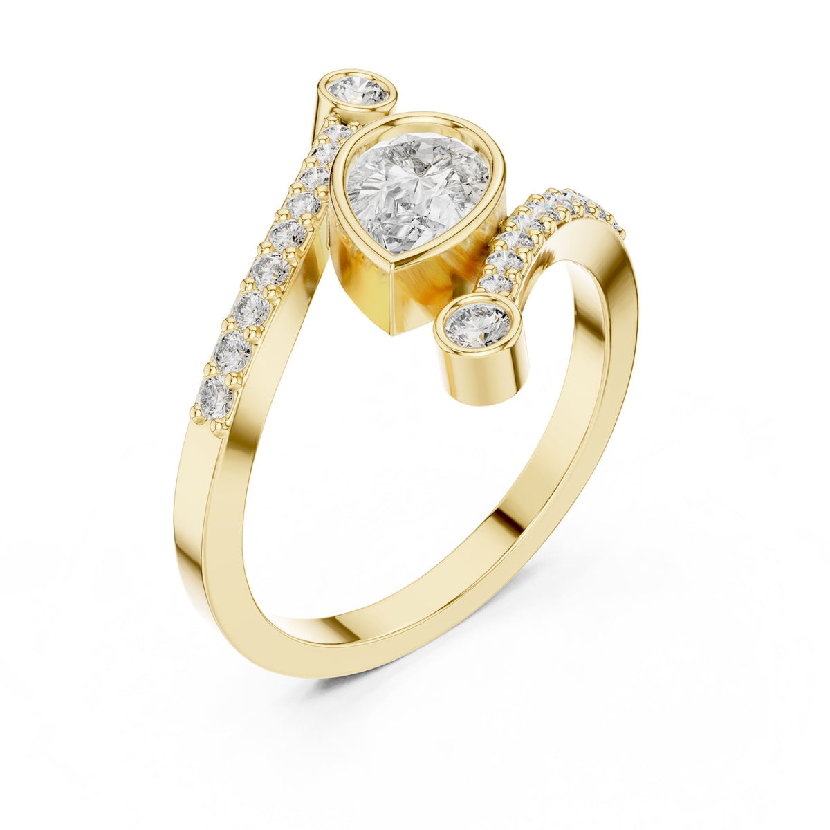 Pear Bypass Lab Grown Diamond Engagement Ring