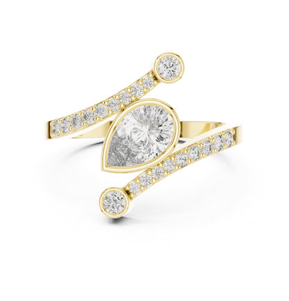 Pear Bypass Lab Grown Diamond Engagement Ring