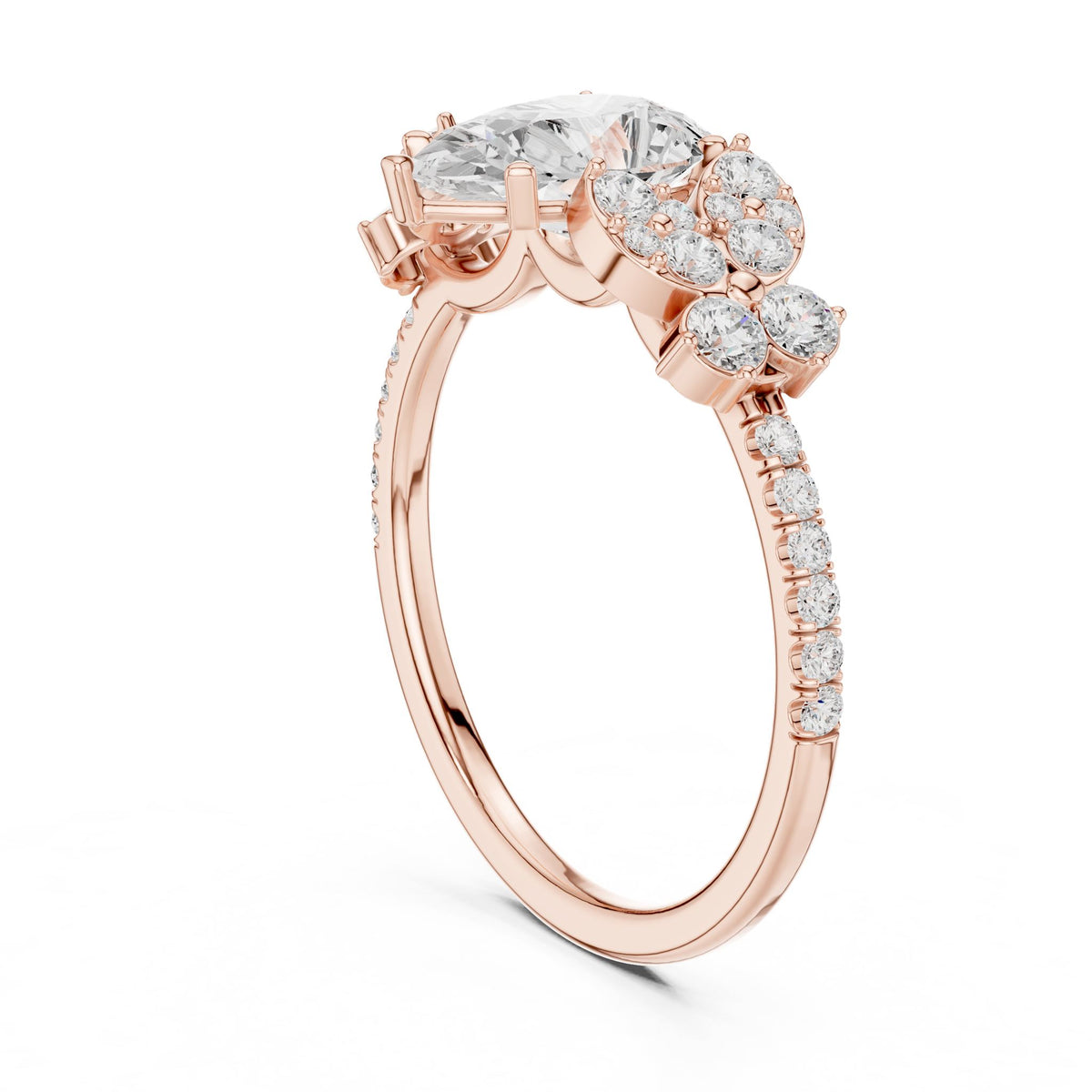Pear Cluster Lab Grown Diamond Engagement Ring