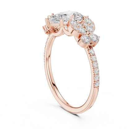 Pear Cluster Lab Grown Diamond Engagement Ring