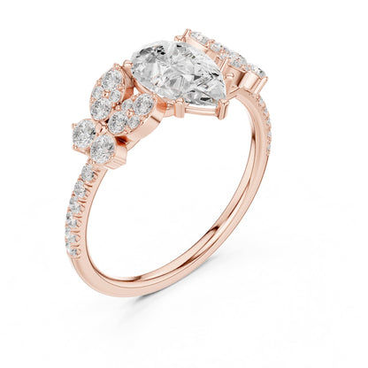 Pear Cluster Lab Grown Diamond Engagement Ring