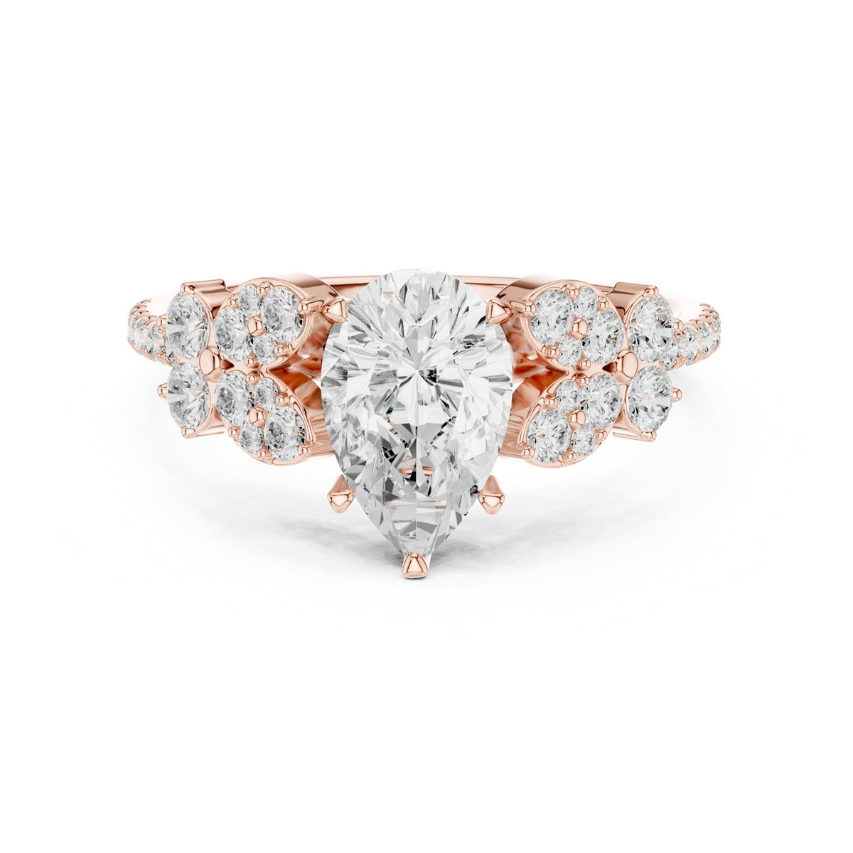 Pear Cluster Lab Grown Diamond Engagement Ring