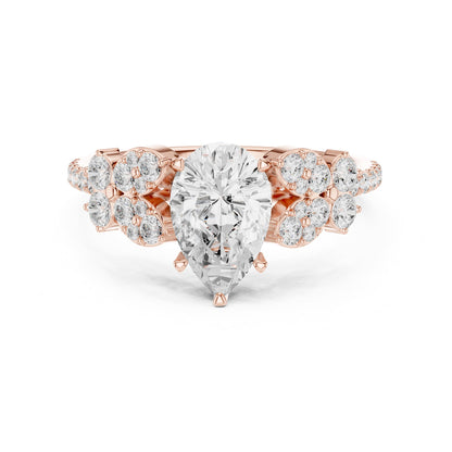 Pear Cluster Lab Grown Diamond Engagement Ring
