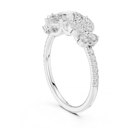 Pear Cluster Lab Grown Diamond Engagement Ring