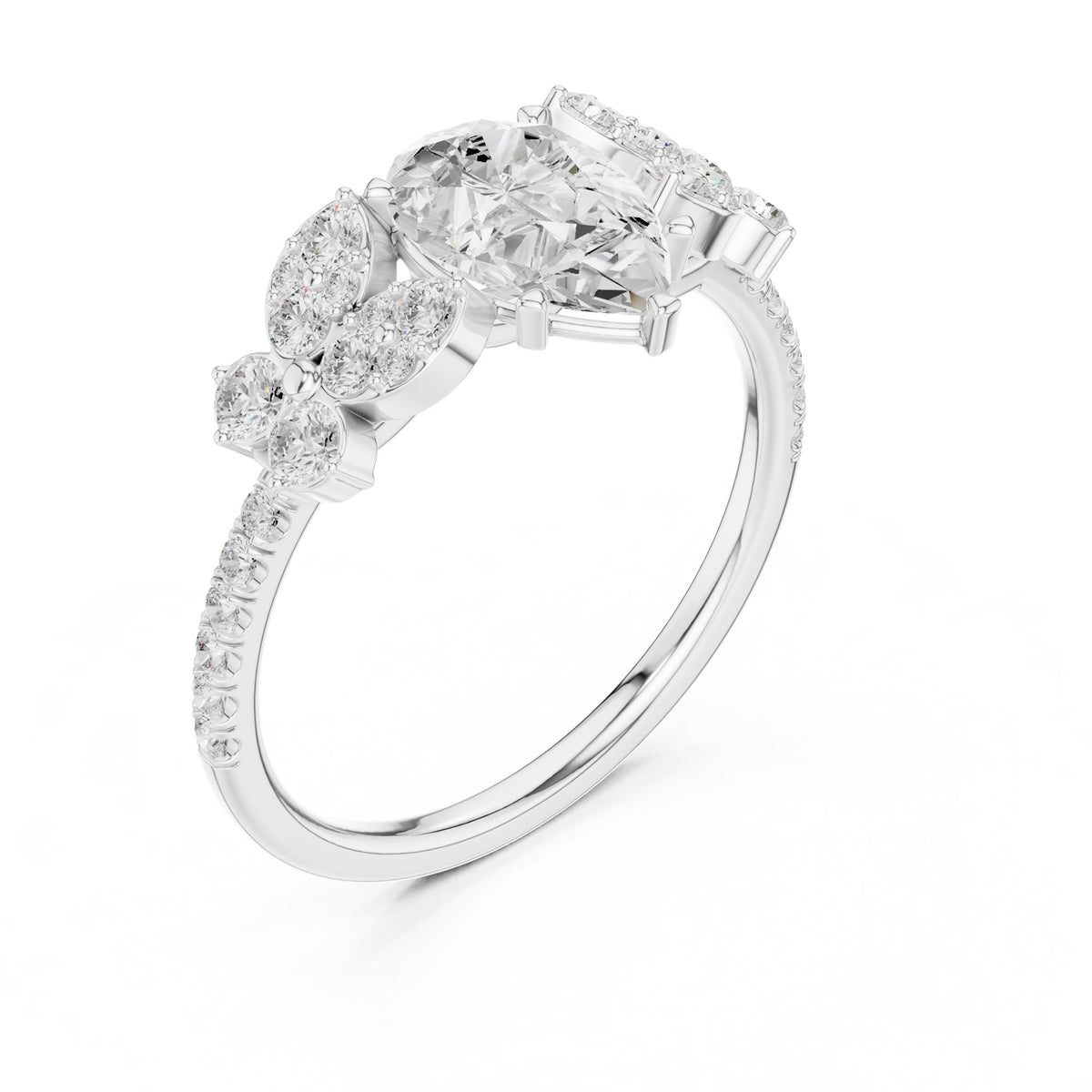 Pear Cluster Lab Grown Diamond Engagement Ring