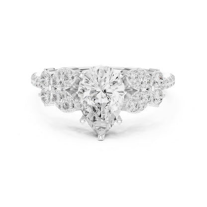 Pear Cluster Lab Grown Diamond Engagement Ring