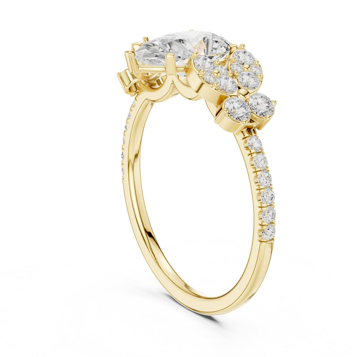 Pear Cluster Lab Grown Diamond Engagement Ring