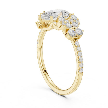 Pear Cluster Lab Grown Diamond Engagement Ring