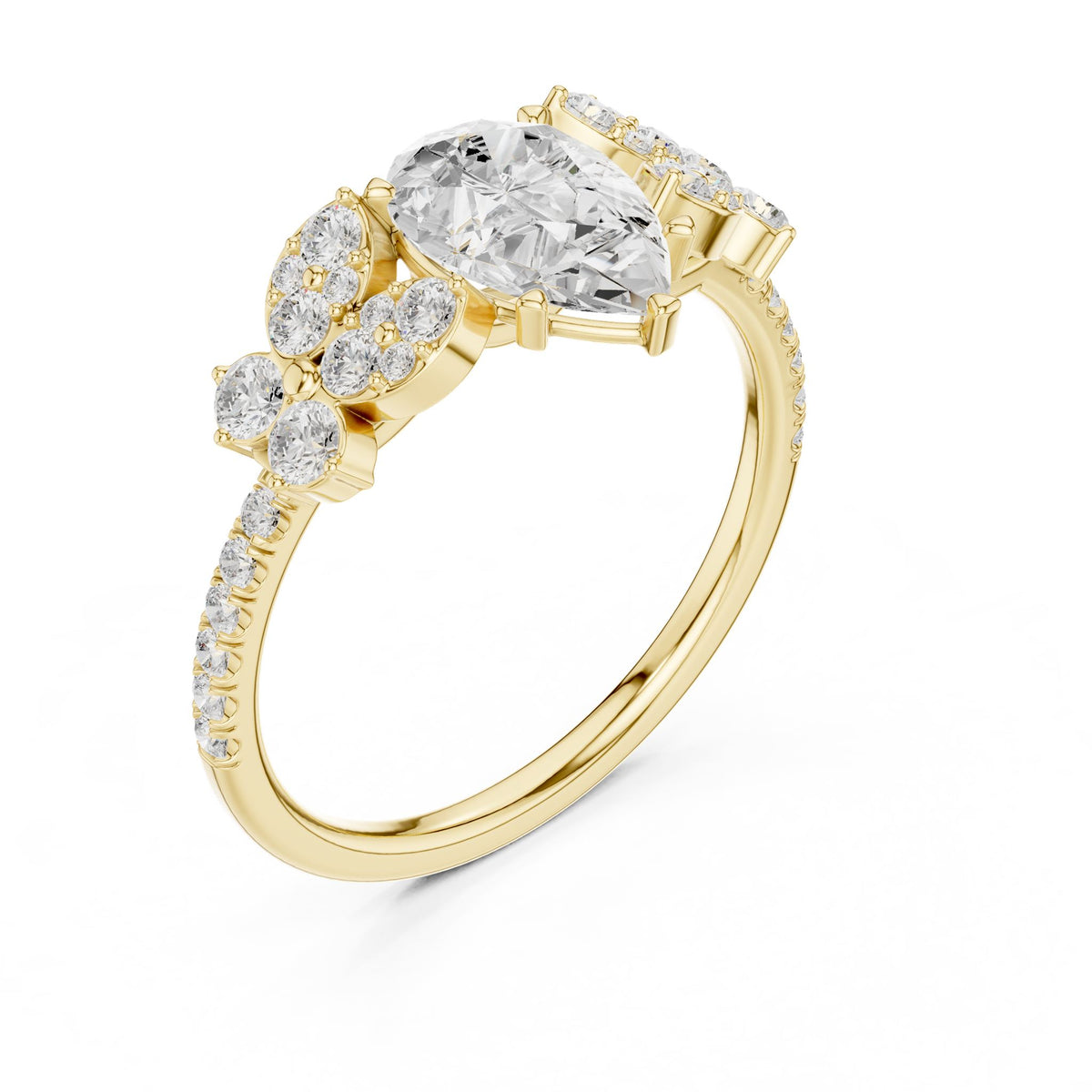 Pear Cluster Lab Grown Diamond Engagement Ring