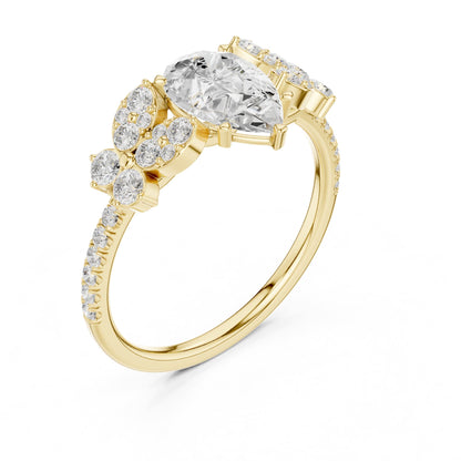 Pear Cluster Lab Grown Diamond Engagement Ring