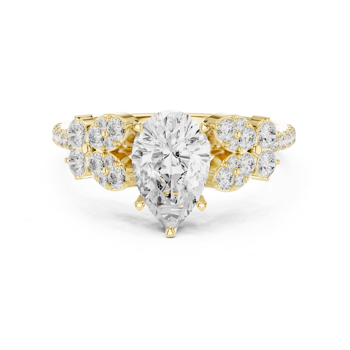 Pear Cluster Lab Grown Diamond Engagement Ring