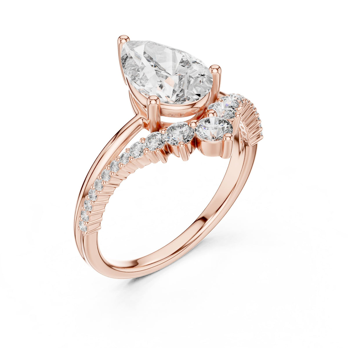 Pear Cluster Lab Grown Diamond Engagement Ring