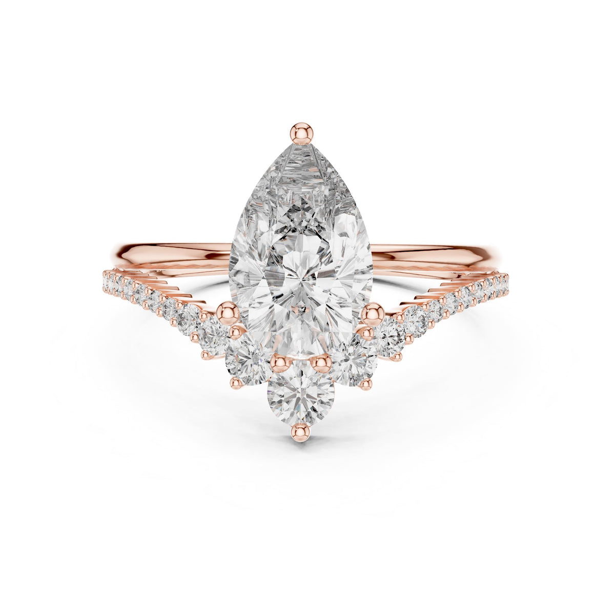 Pear Cluster Lab Grown Diamond Engagement Ring