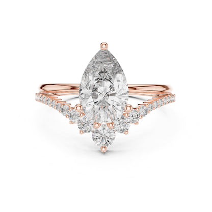 Pear Cluster Lab Grown Diamond Engagement Ring
