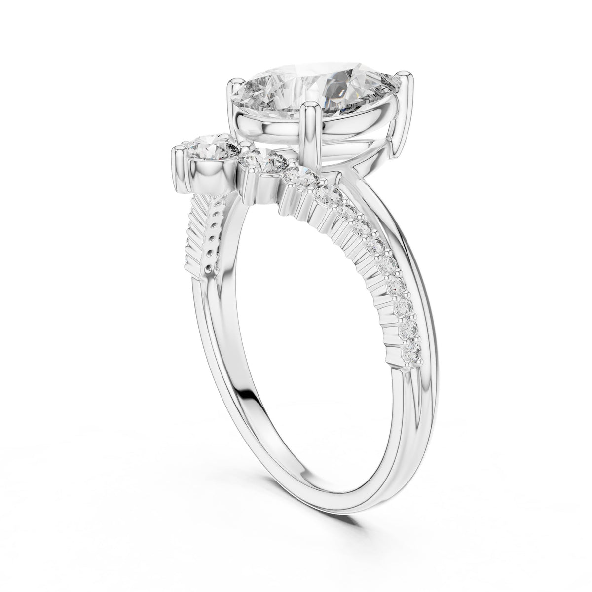 Pear Cluster Lab Grown Diamond Engagement Ring