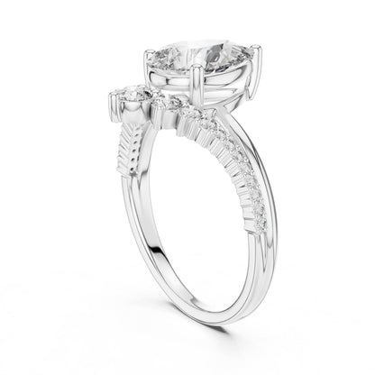 Pear Cluster Lab Grown Diamond Engagement Ring