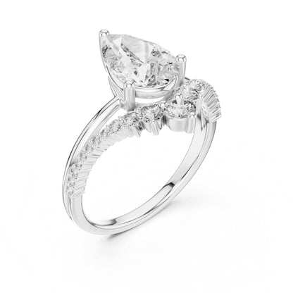 Pear Cluster Lab Grown Diamond Engagement Ring