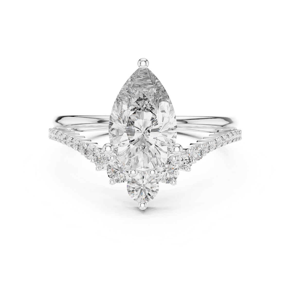 Pear Cluster Lab Grown Diamond Engagement Ring