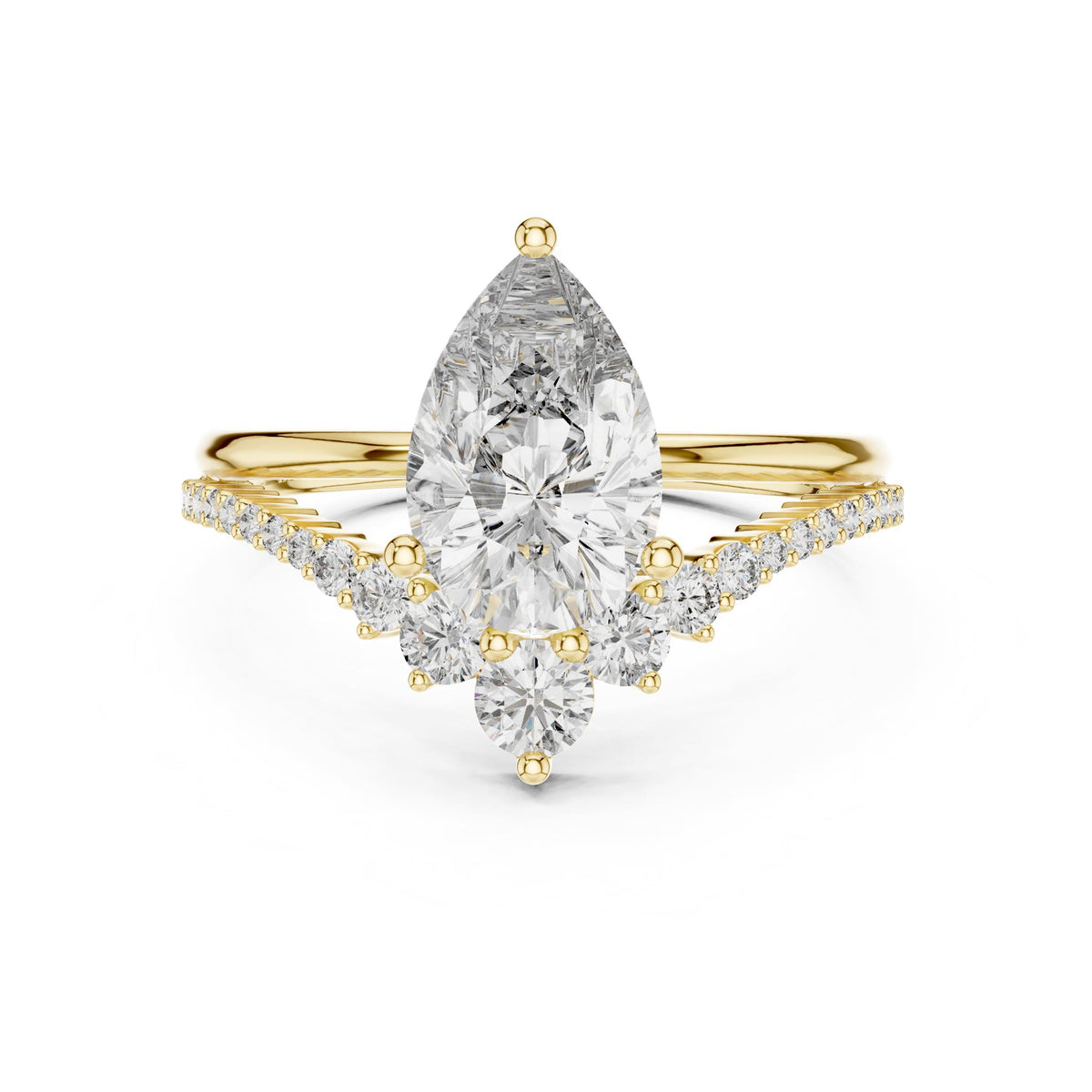 Pear Cluster Lab Grown Diamond Engagement Ring