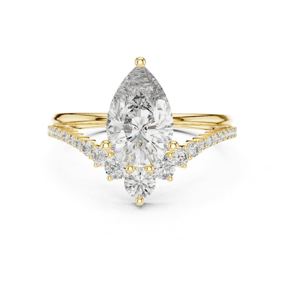 Pear Cluster Lab Grown Diamond Engagement Ring