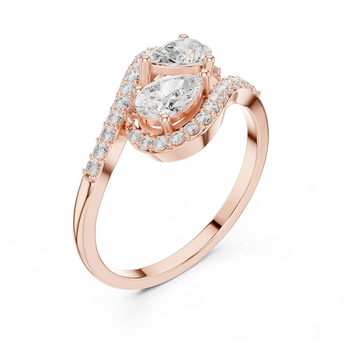 Pear Cluster Lab Grown Diamond Engagement Ring