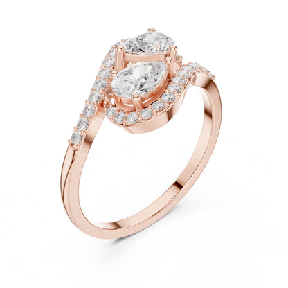 Pear Cluster Lab Grown Diamond Engagement Ring